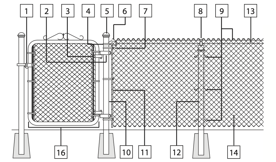 Chain link fence components